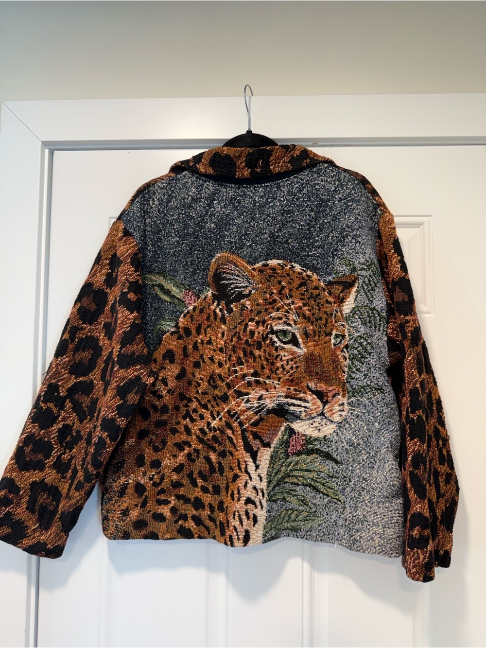Vintage Sugar Street Weavers leopard tapestry/button front cardigan jacket - Picture 2 of 5